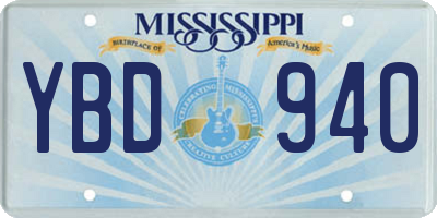 MS license plate YBD940