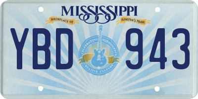 MS license plate YBD943