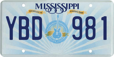 MS license plate YBD981