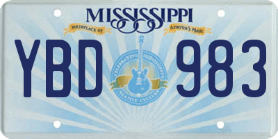 MS license plate YBD983