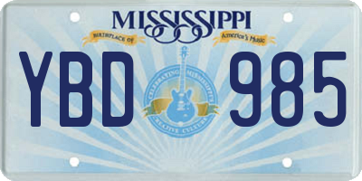 MS license plate YBD985