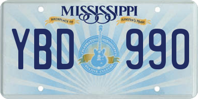 MS license plate YBD990