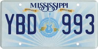 MS license plate YBD993