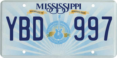 MS license plate YBD997