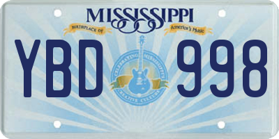 MS license plate YBD998