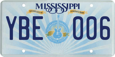 MS license plate YBE006