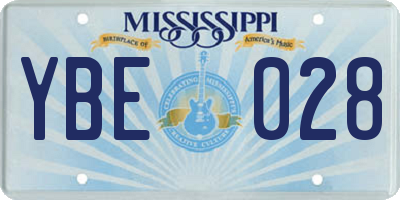 MS license plate YBE028