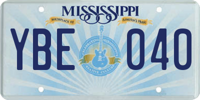 MS license plate YBE040
