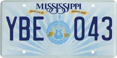 MS license plate YBE043