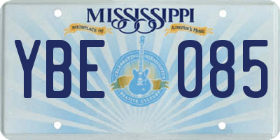 MS license plate YBE085