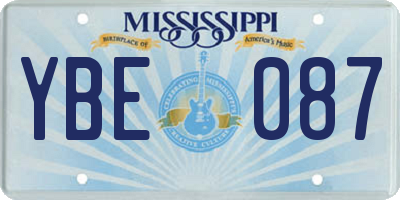 MS license plate YBE087