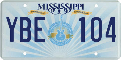 MS license plate YBE104