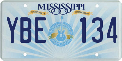 MS license plate YBE134