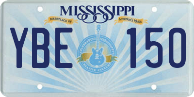 MS license plate YBE150
