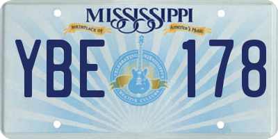 MS license plate YBE178