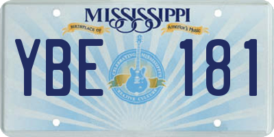 MS license plate YBE181
