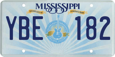 MS license plate YBE182