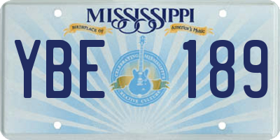 MS license plate YBE189