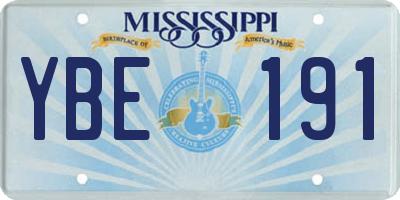 MS license plate YBE191