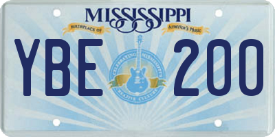 MS license plate YBE200