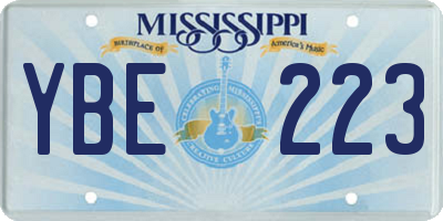 MS license plate YBE223