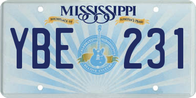 MS license plate YBE231