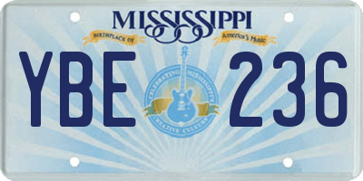 MS license plate YBE236