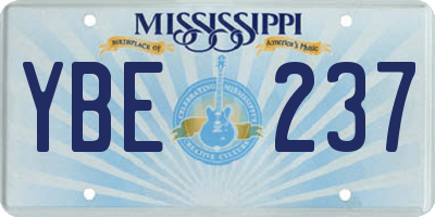 MS license plate YBE237
