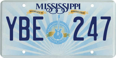 MS license plate YBE247