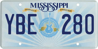 MS license plate YBE280