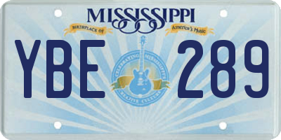 MS license plate YBE289