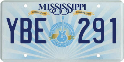 MS license plate YBE291