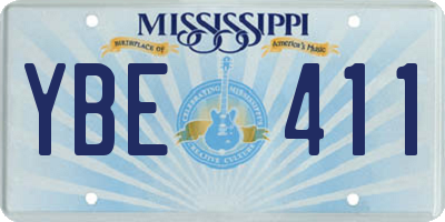 MS license plate YBE411