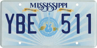 MS license plate YBE511