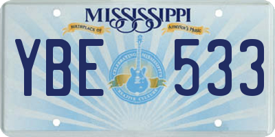 MS license plate YBE533