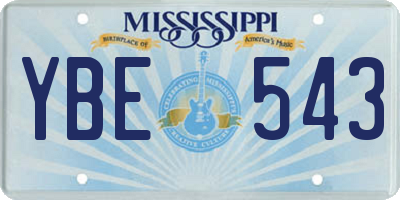MS license plate YBE543