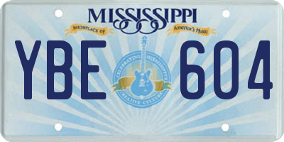 MS license plate YBE604