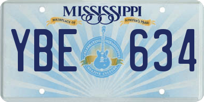 MS license plate YBE634