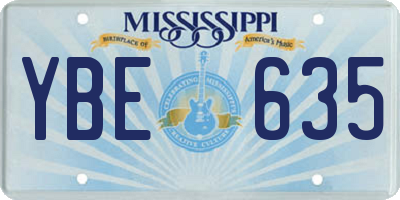MS license plate YBE635