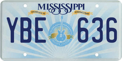 MS license plate YBE636