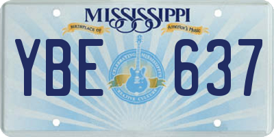 MS license plate YBE637