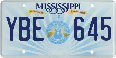 MS license plate YBE645