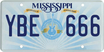 MS license plate YBE666