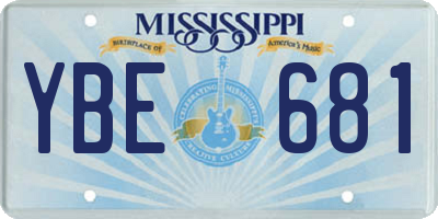 MS license plate YBE681