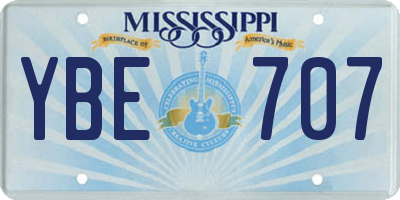 MS license plate YBE707