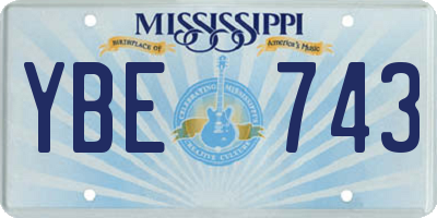 MS license plate YBE743