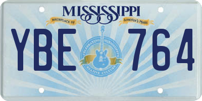 MS license plate YBE764