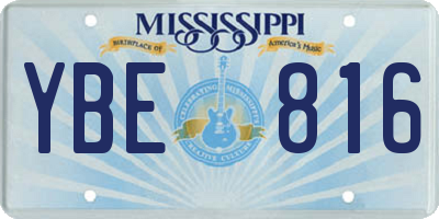 MS license plate YBE816