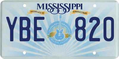 MS license plate YBE820