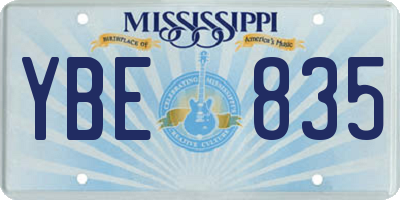 MS license plate YBE835